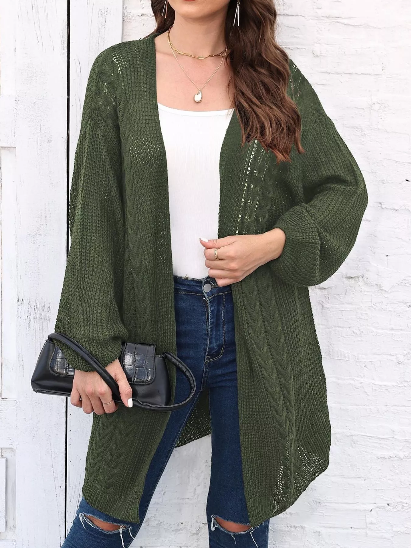 Open Front Long Sleeve Cardigan - Image 15