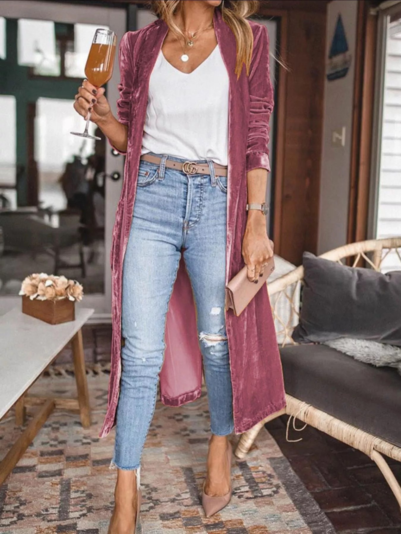Open Front Long Sleeve Longline Cardigan - Image 11