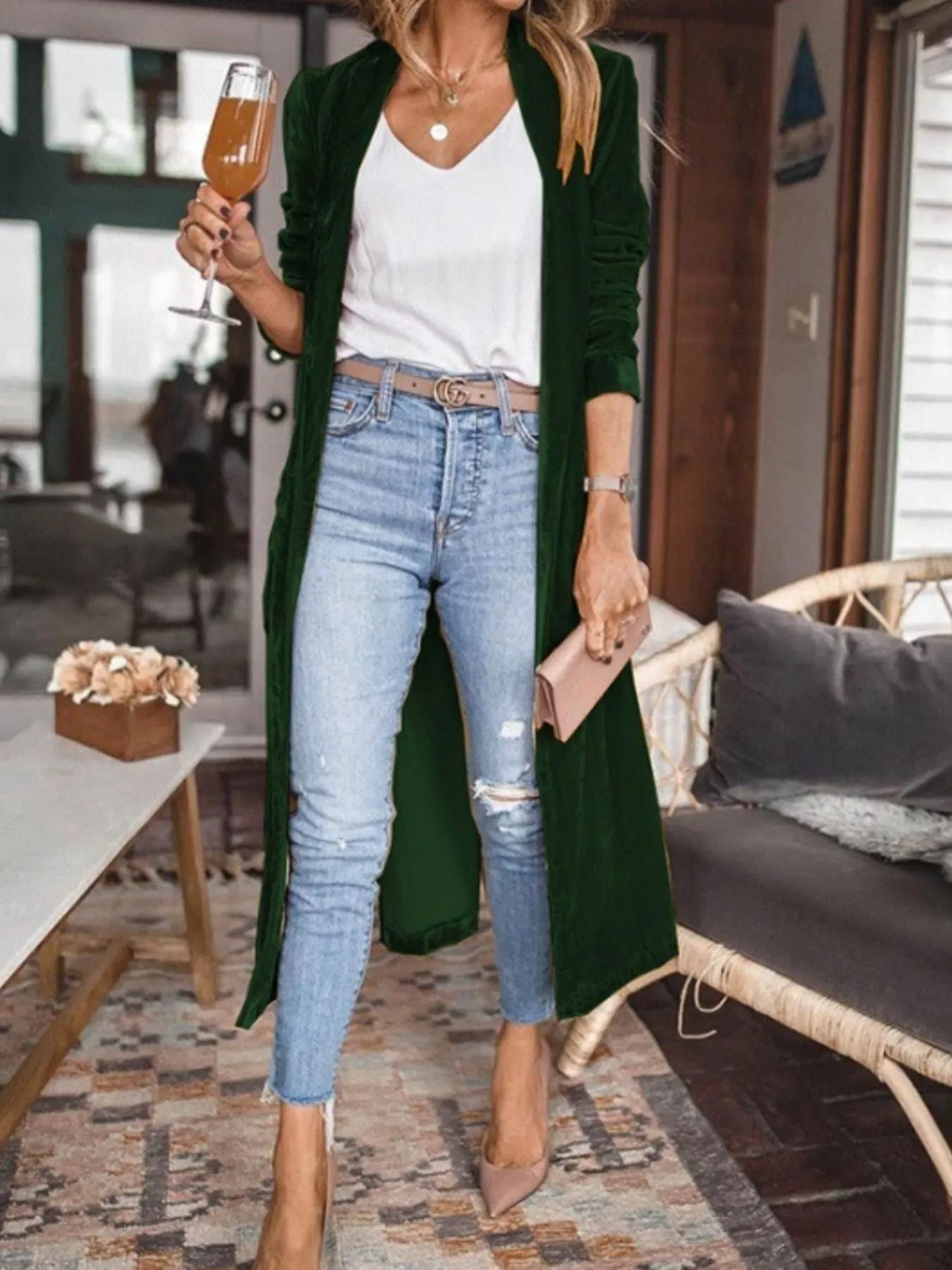 Open Front Long Sleeve Longline Cardigan - Image 20