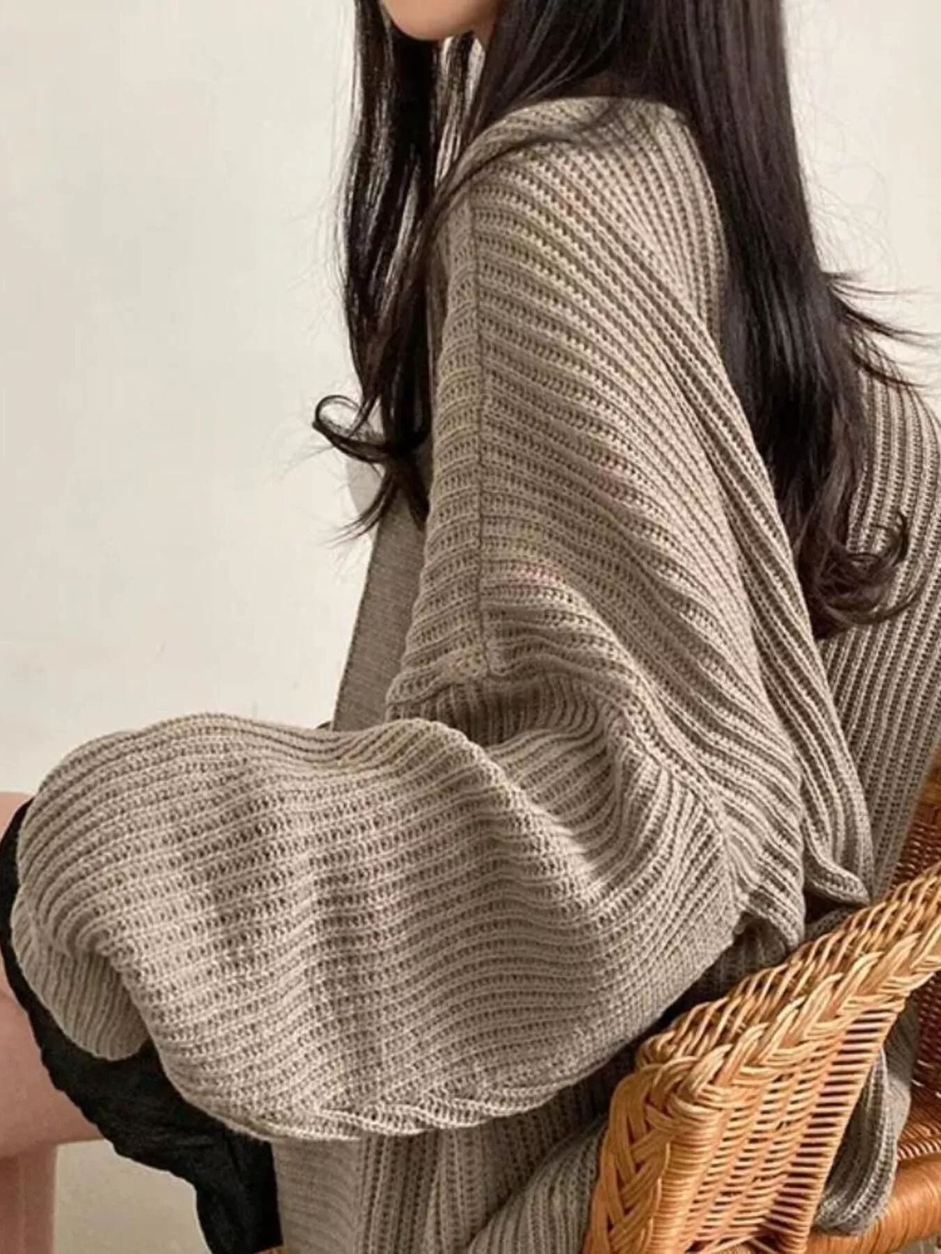Open Front Oversized Knit Cardigan - Image 13