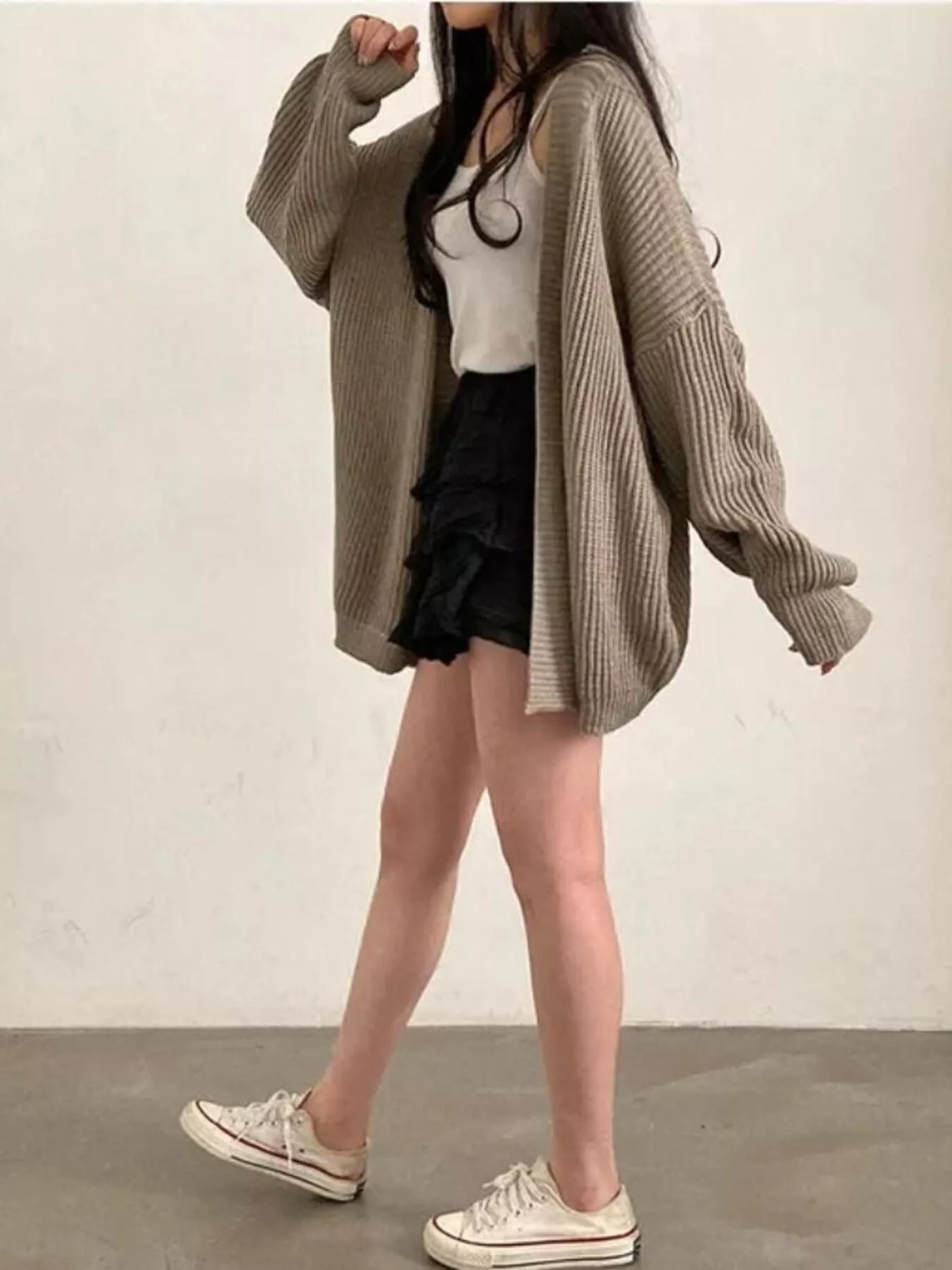 Open Front Oversized Knit Cardigan - Image 14