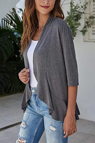 Open Front Three-Quarter Sleeve Cardigan - Image 10