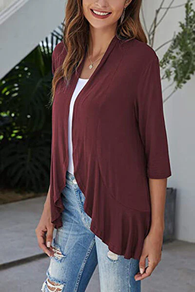 Open Front Three-Quarter Sleeve Cardigan - Image 14