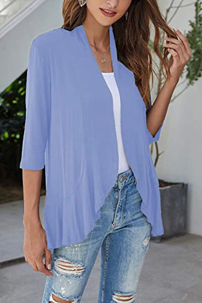 Open Front Three-Quarter Sleeve Cardigan - Image 16