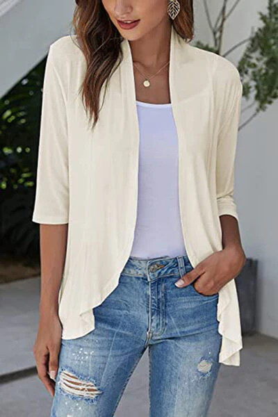 Open Front Three-Quarter Sleeve Cardigan - Image 19