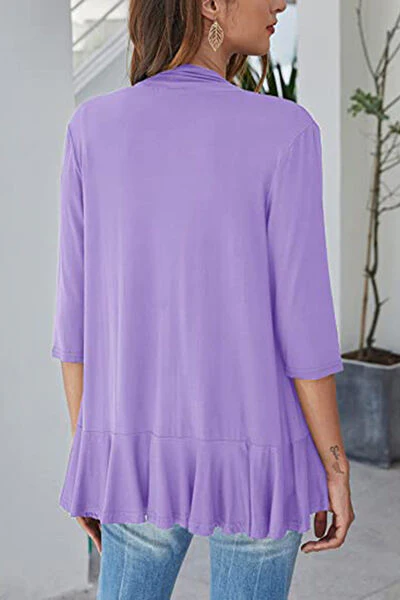 Open Front Three-Quarter Sleeve Cardigan - Image 24