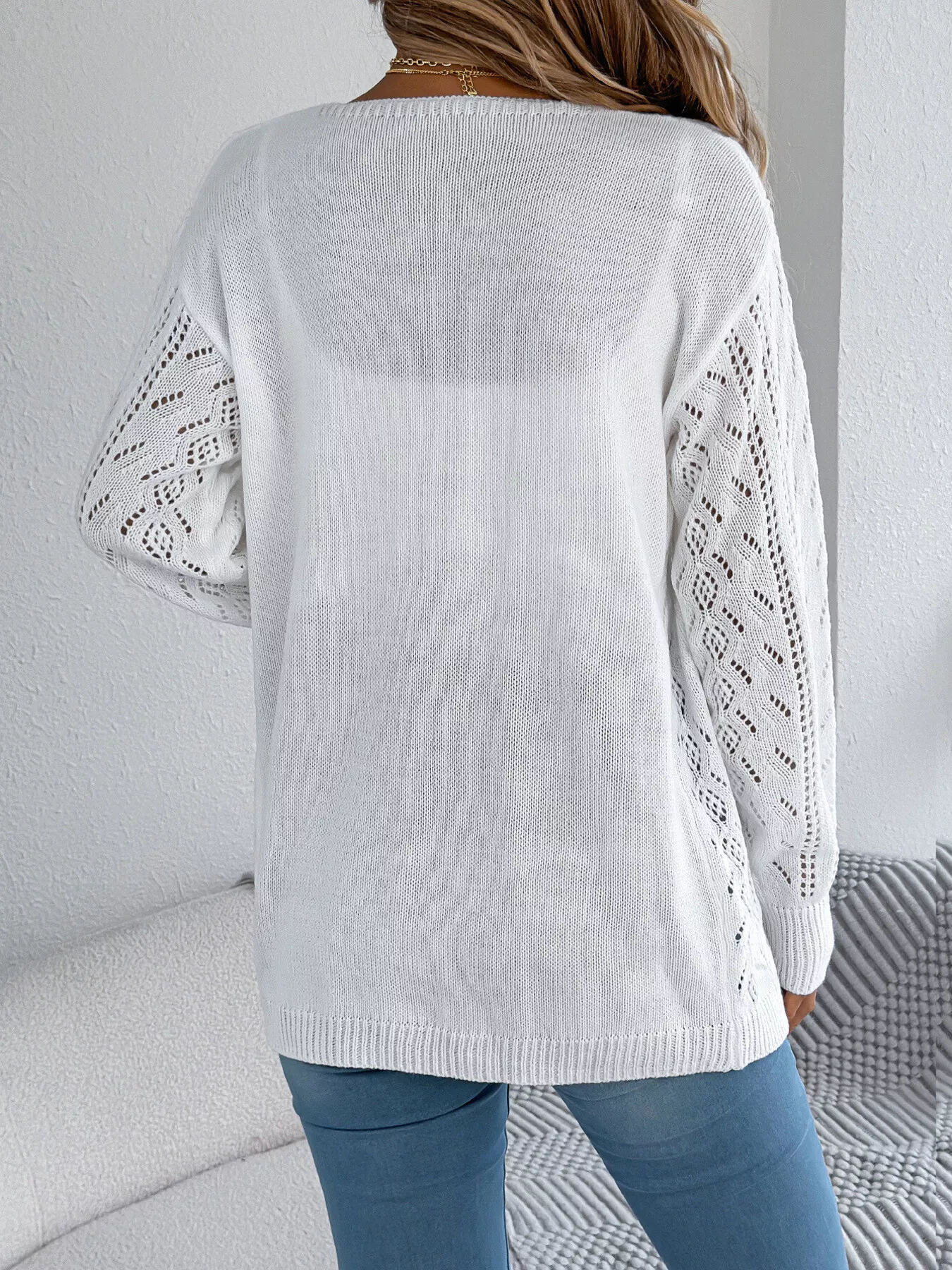 Openwork Open Front Cardigan - Image 14