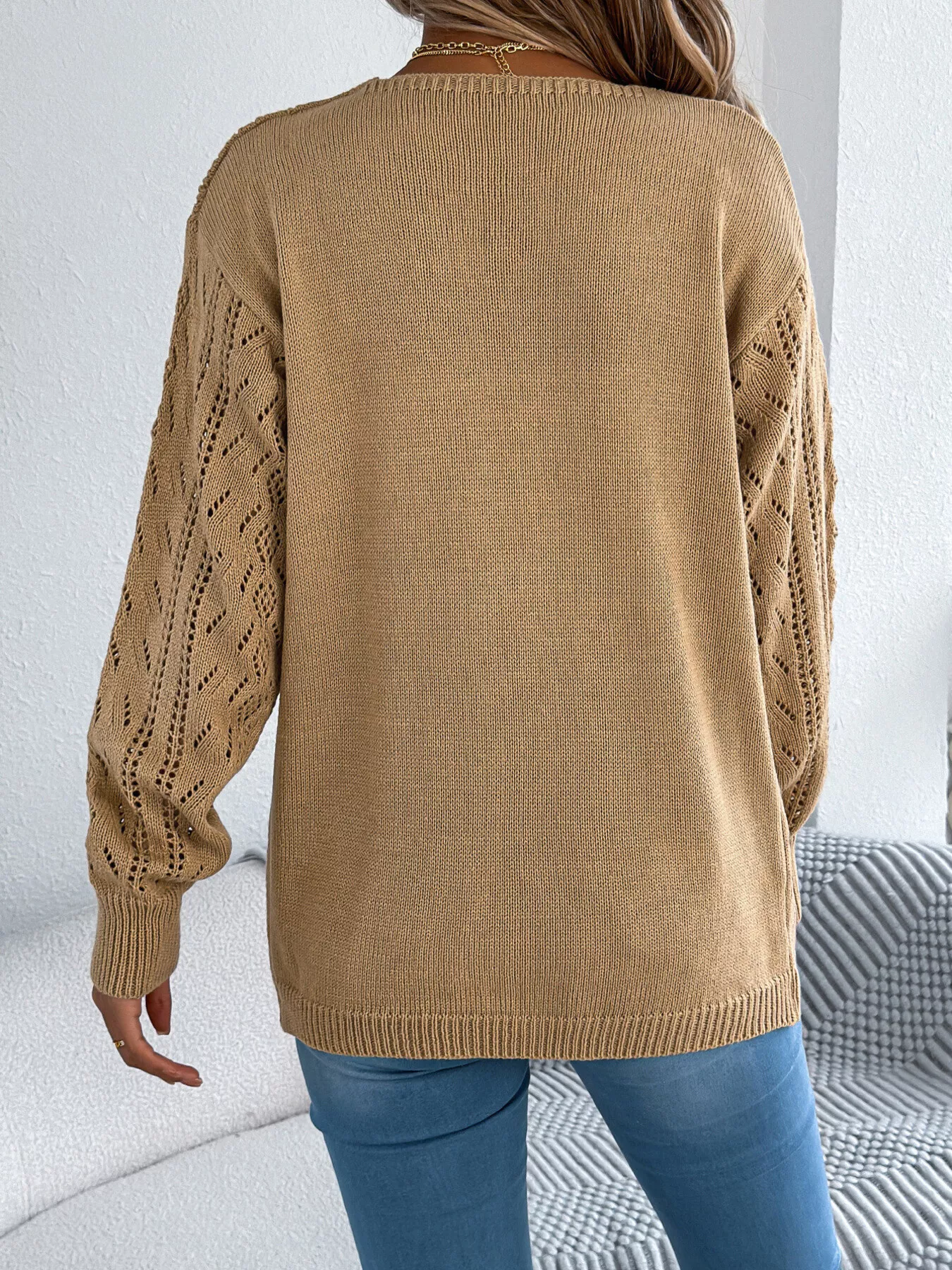 Openwork Open Front Cardigan - Image 8