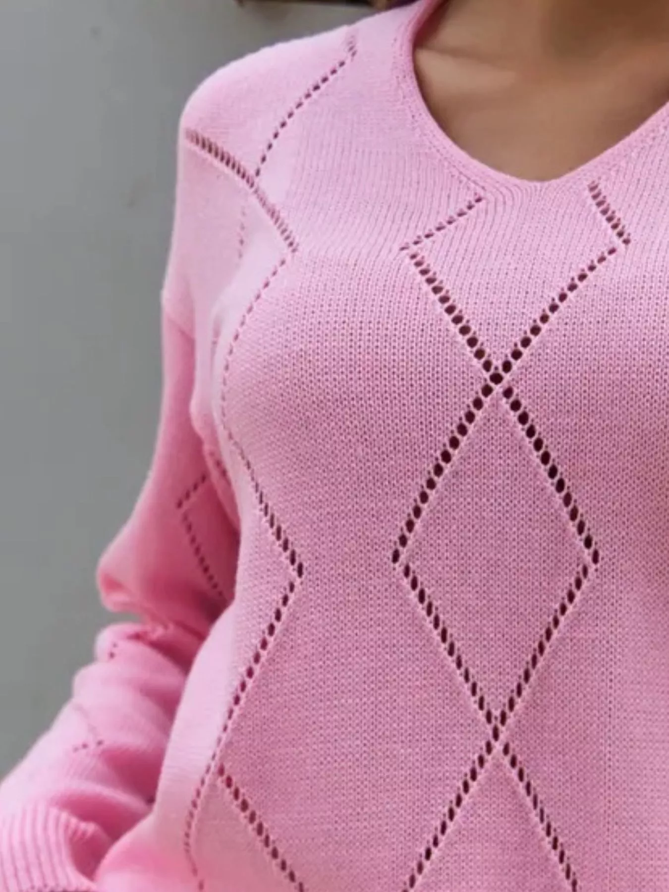 Openwork V-Neck Sweater - Image 21
