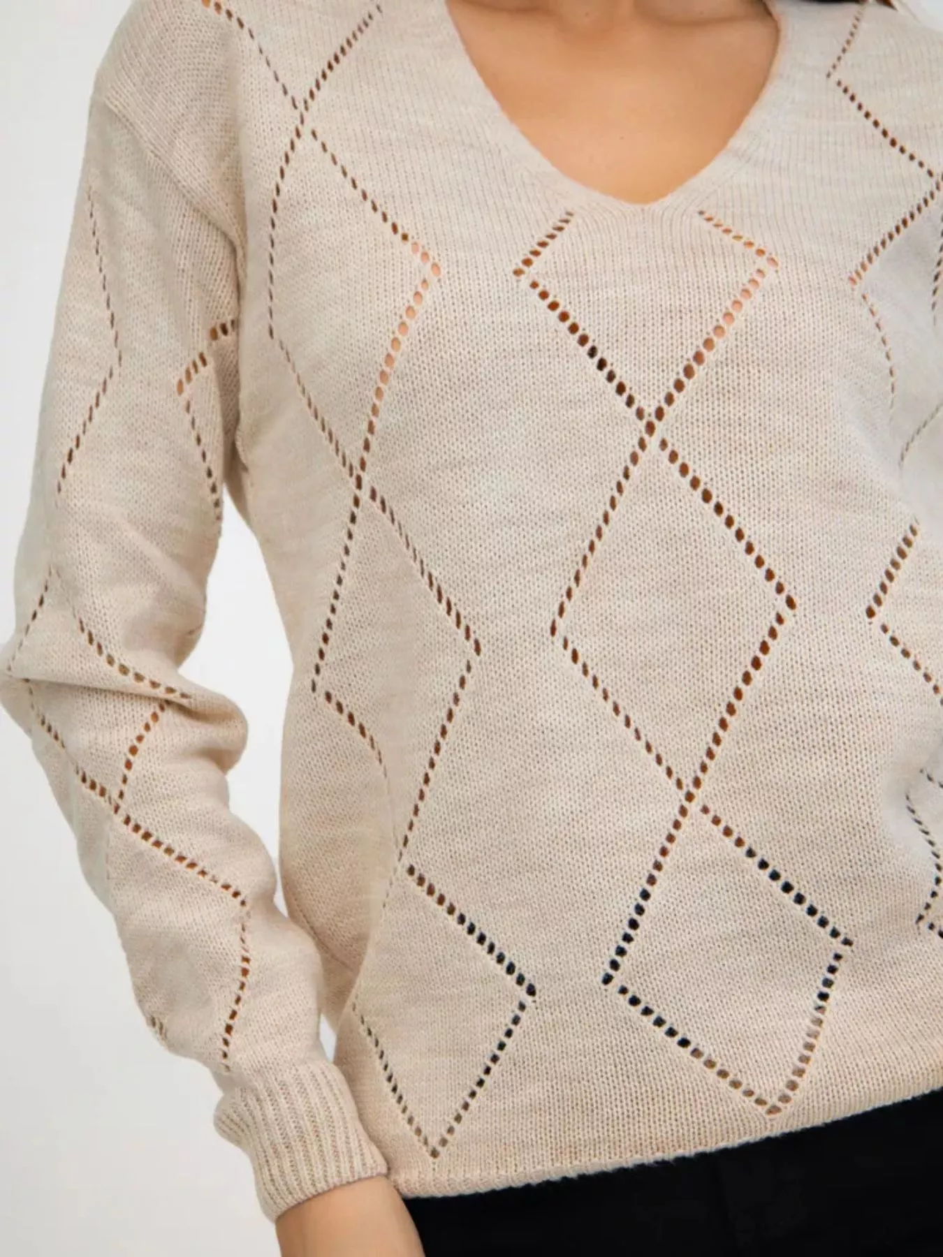 Openwork V-Neck Sweater - Image 6