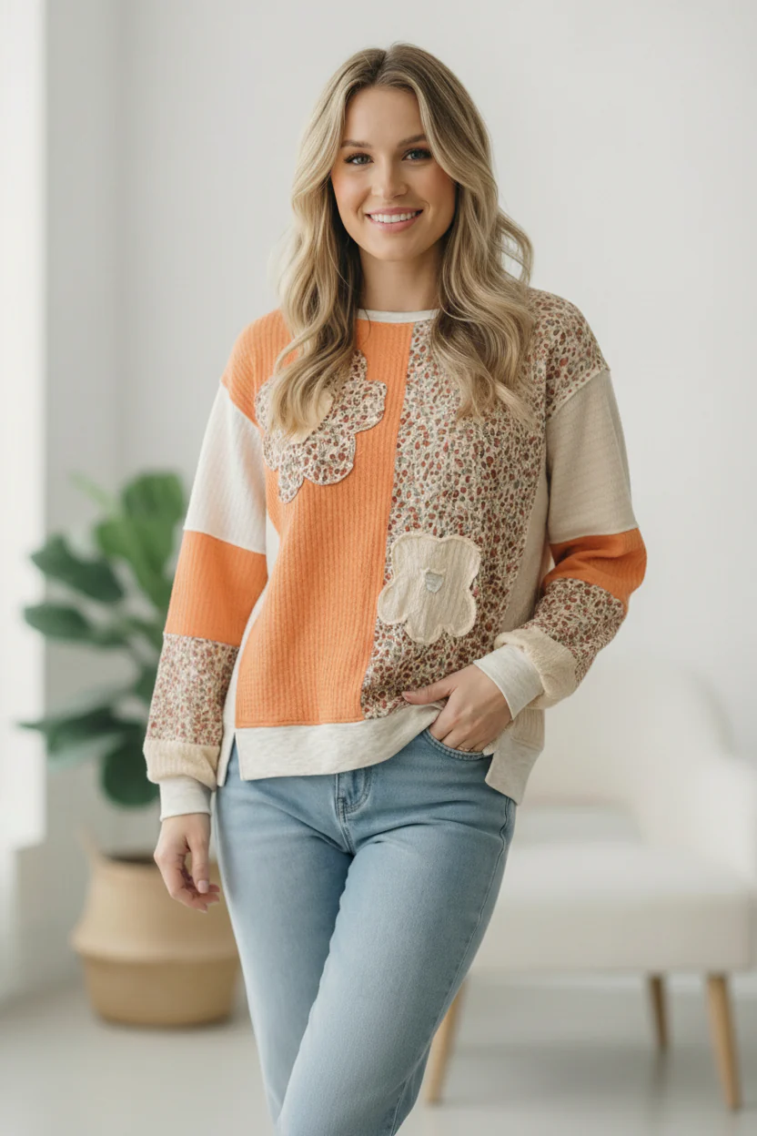 Orange Creamsicle Colorblock Pullover - Image 3