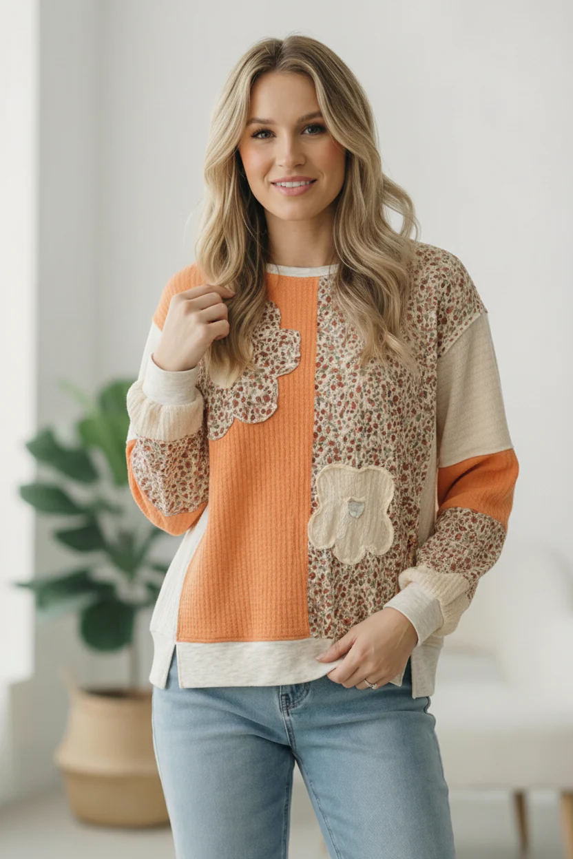 Orange Creamsicle Colorblock Pullover - Image 4