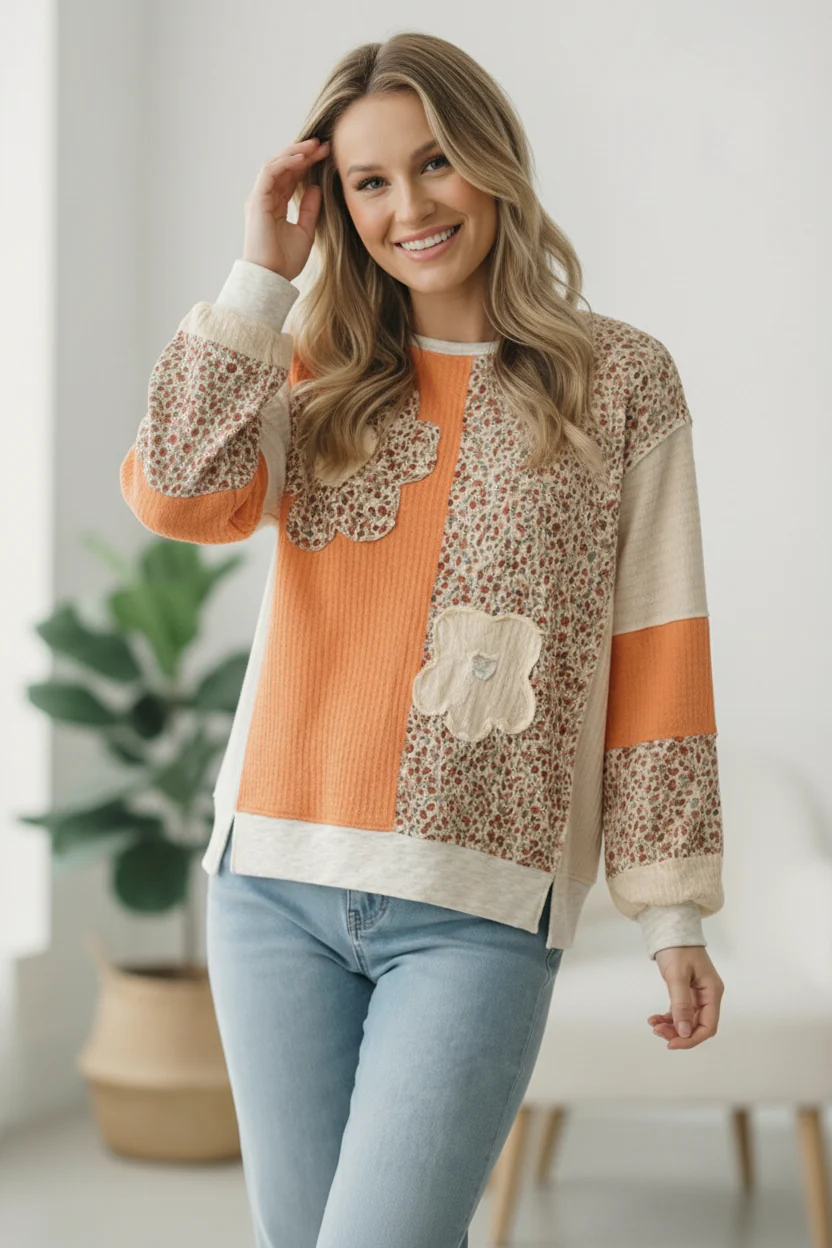 Orange Creamsicle Colorblock Pullover - Image 7
