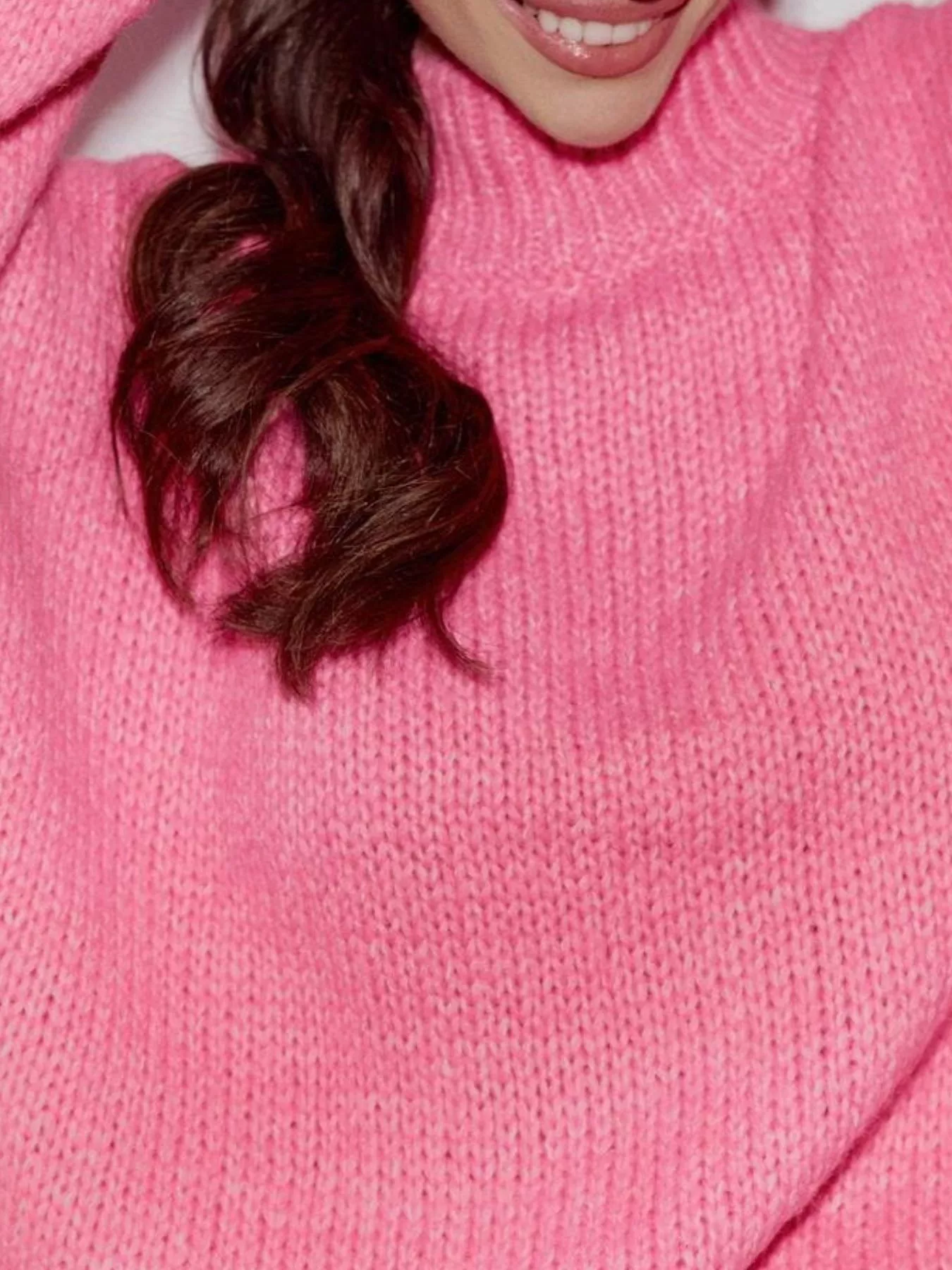 Oversize Mock Neck Dropped Shoulder Sweater - Image 4