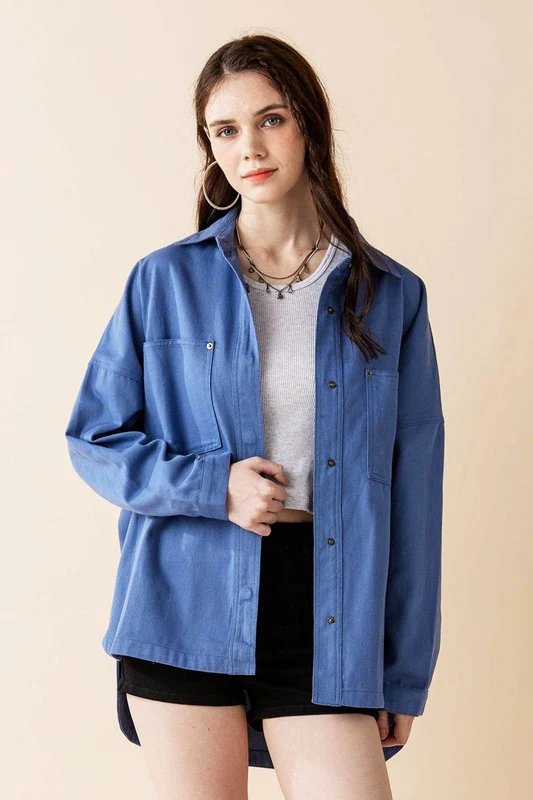 Oversized Denim Twill Shirt Jacket Shacket