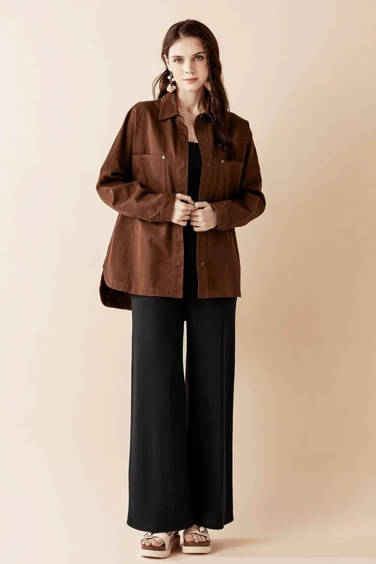 Oversized Denim Twill Shirt Jacket Shacket - Image 12