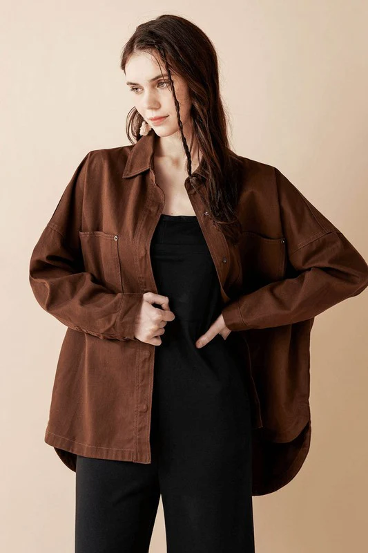 Oversized Denim Twill Shirt Jacket Shacket - Image 13