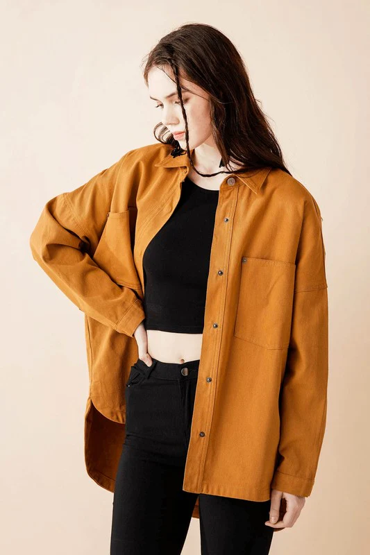 Oversized Denim Twill Shirt Jacket Shacket - Image 5