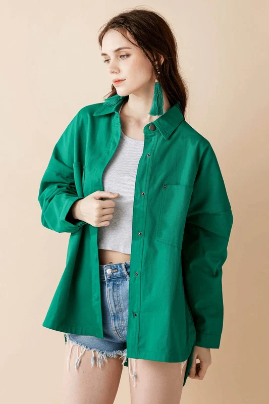 Oversized Denim Twill Shirt Jacket Shacket - Image 6