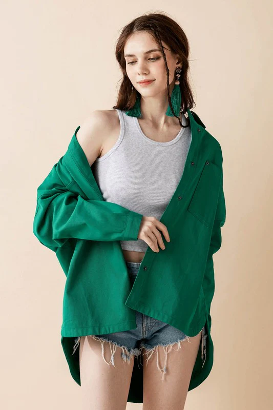 Oversized Denim Twill Shirt Jacket Shacket - Image 7