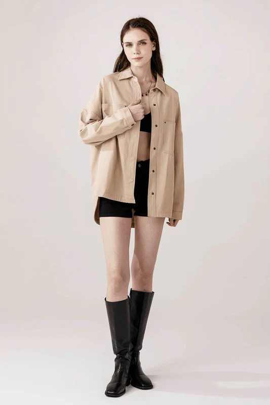 Oversized Denim Twill Shirt Jacket Shacket - Image 8