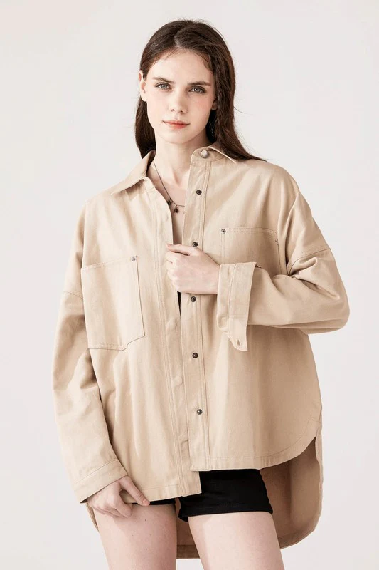 Oversized Denim Twill Shirt Jacket Shacket - Image 9