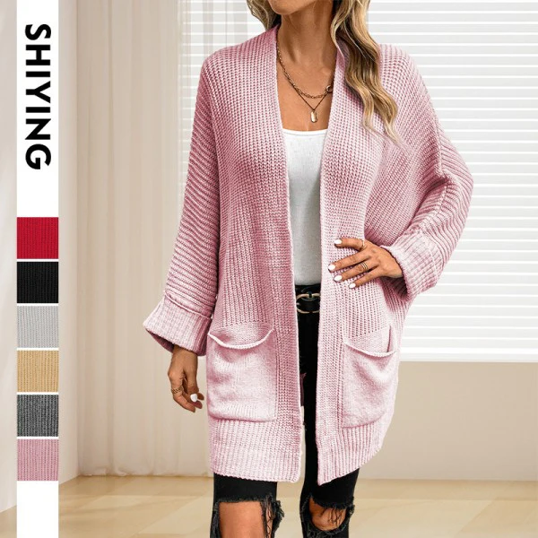 Oversized Fold Over Sleeve Open Front Cardigan - Image 11