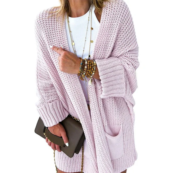 Oversized Fold Over Sleeve Open Front Cardigan - Image 9