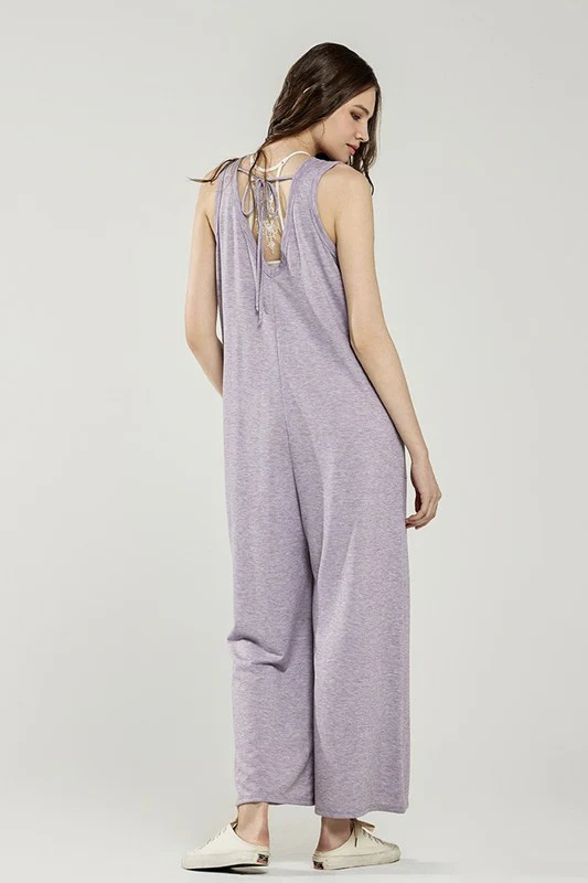 Oversized Patched Pocket V-Neck Jumpsuit - Image 4