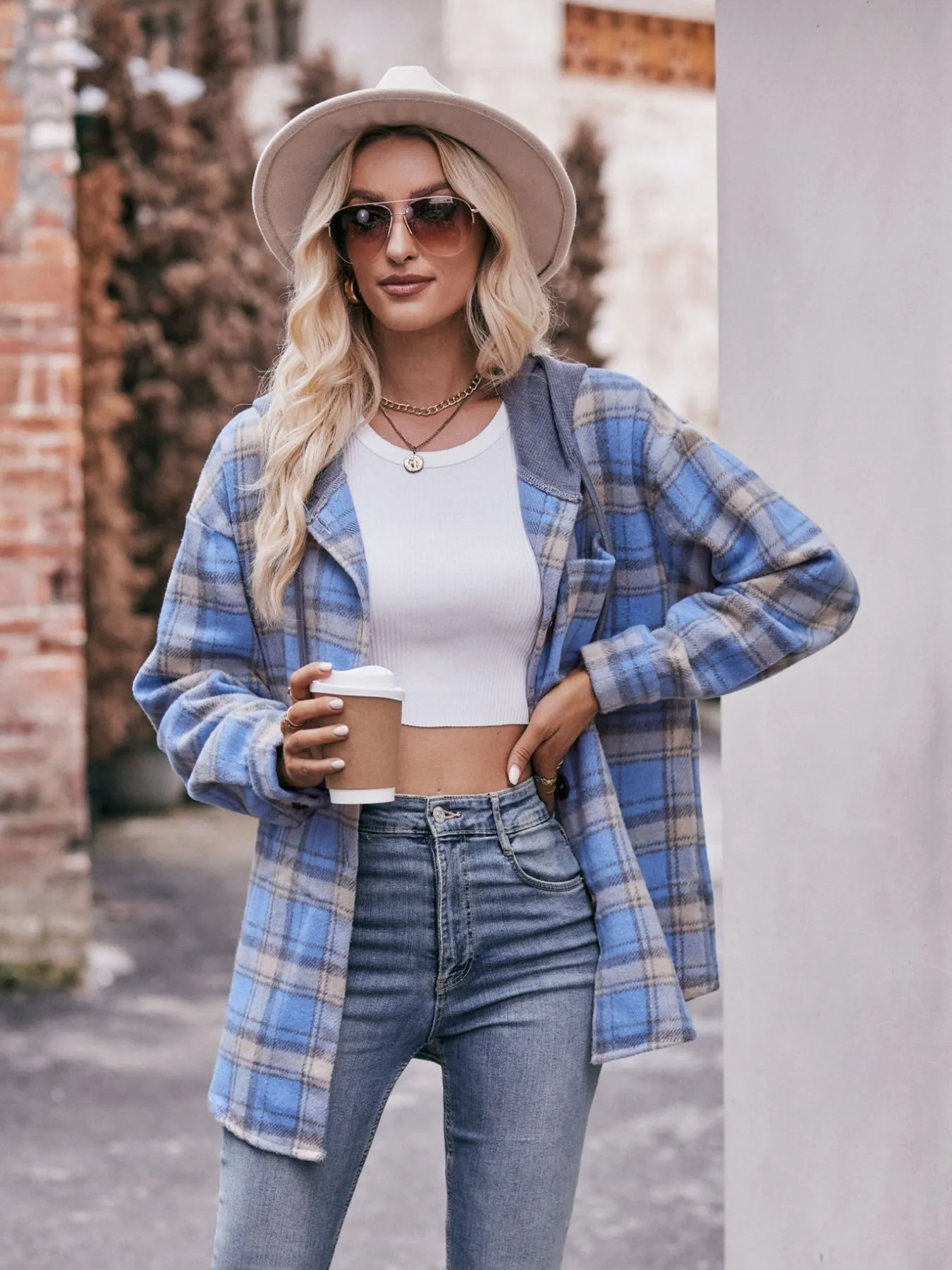 Oversized Plaid Button Up Shacket - Image 18