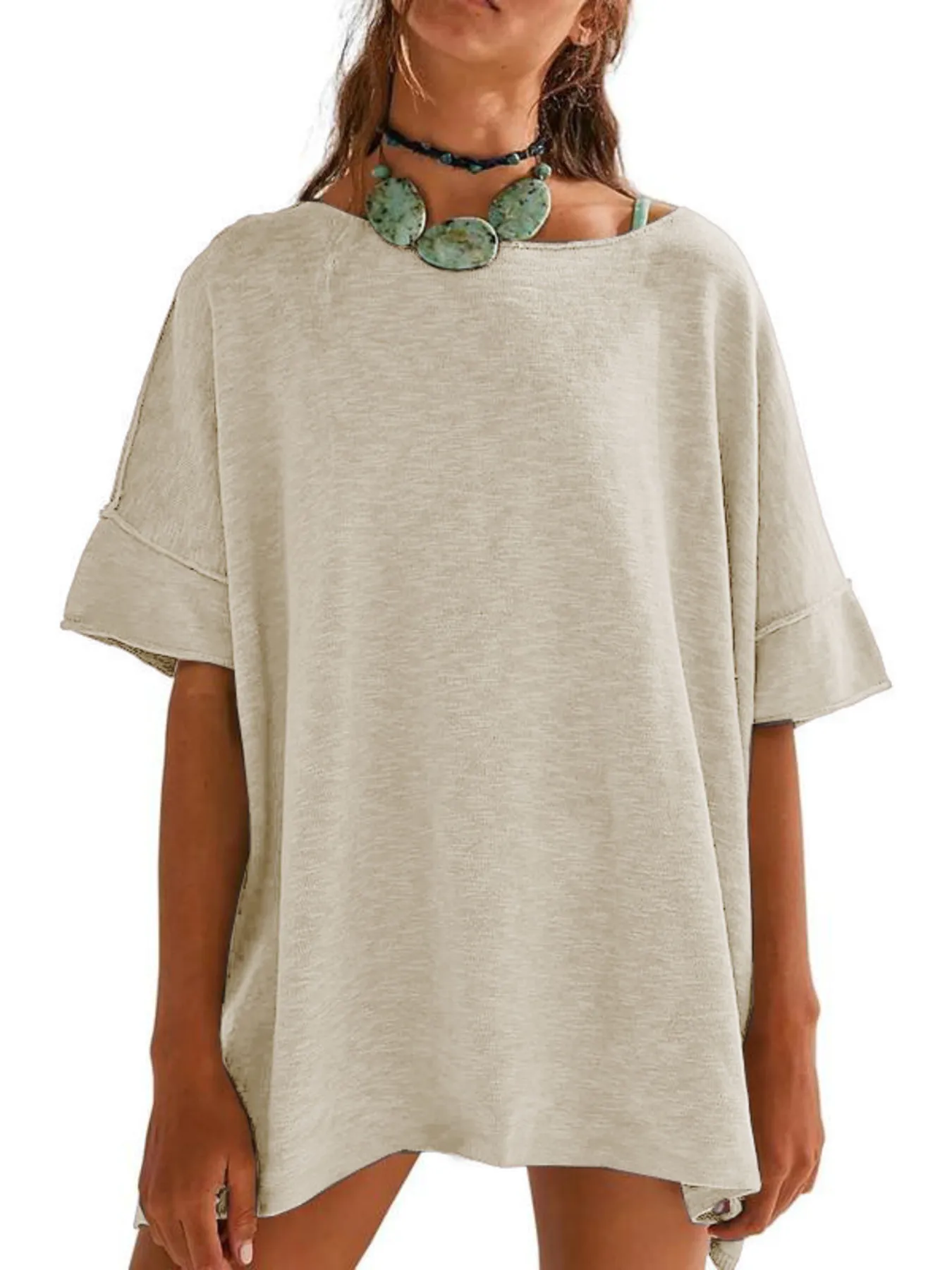 Oversized Round Neck Drop-Shoulder T-Shirt - Image 21