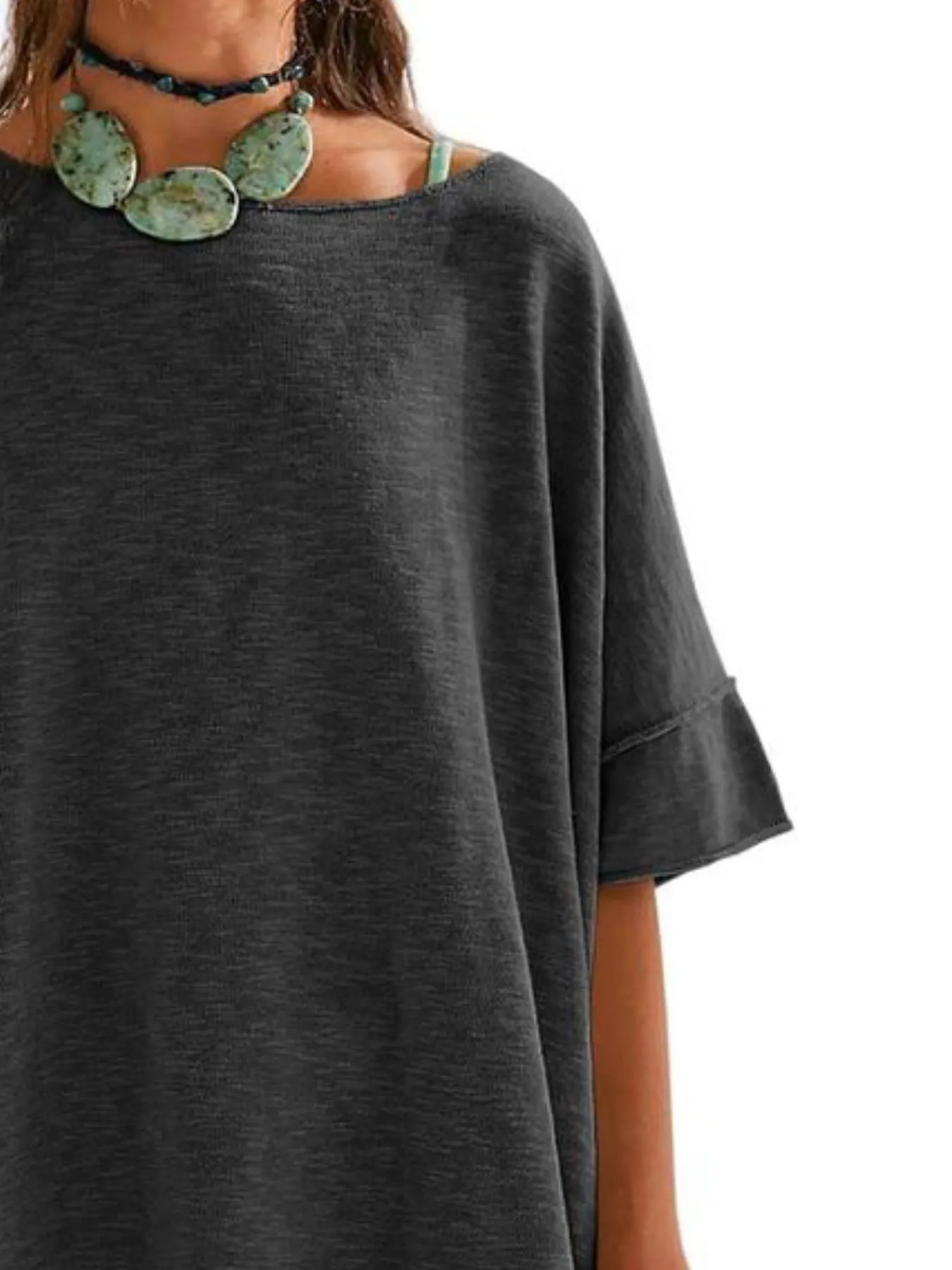 Oversized Round Neck Drop-Shoulder T-Shirt - Image 28