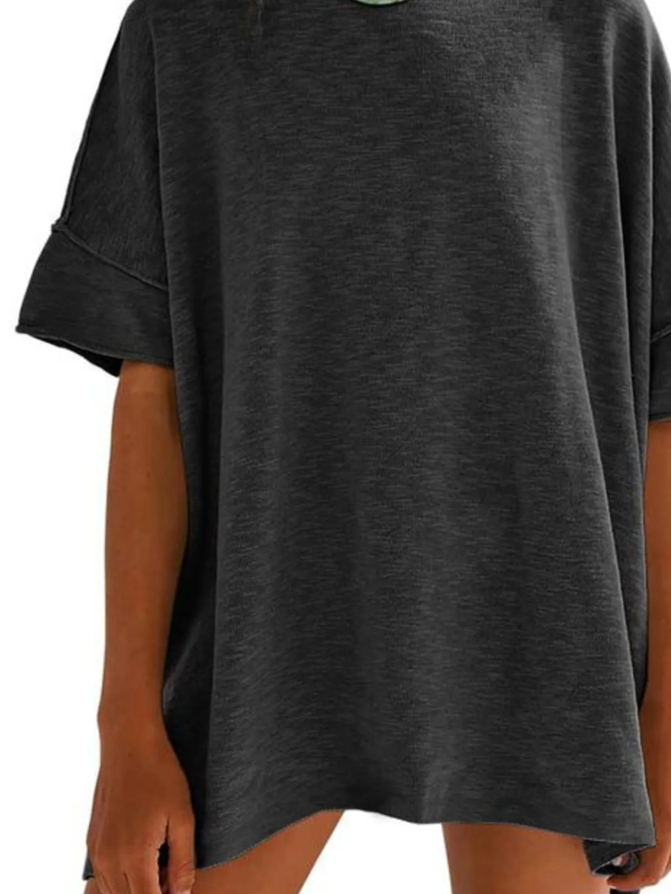 Oversized Round Neck Drop-Shoulder T-Shirt - Image 29