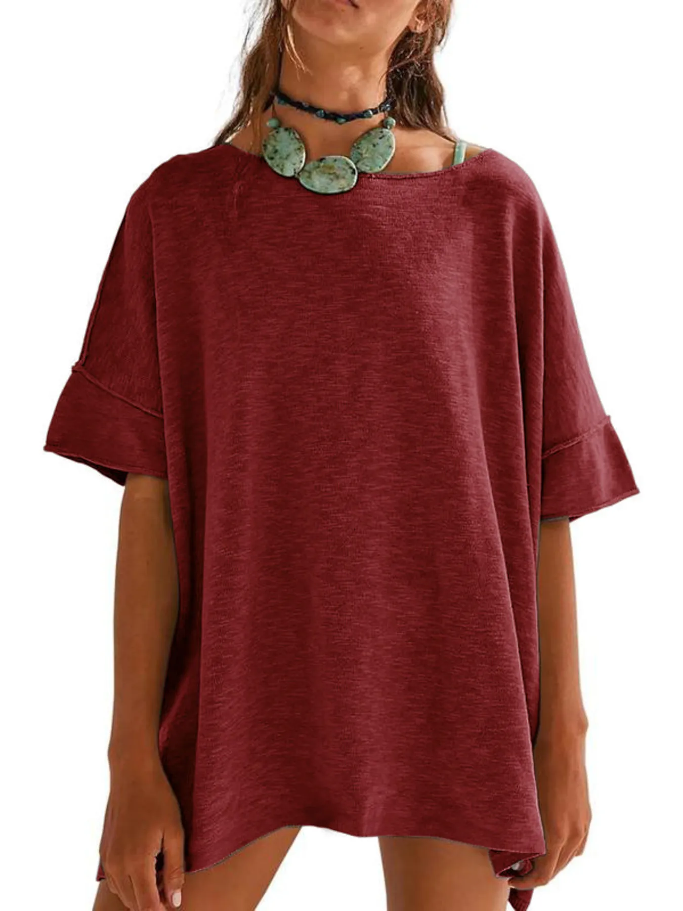 Oversized Round Neck Drop-Shoulder T-Shirt - Image 6