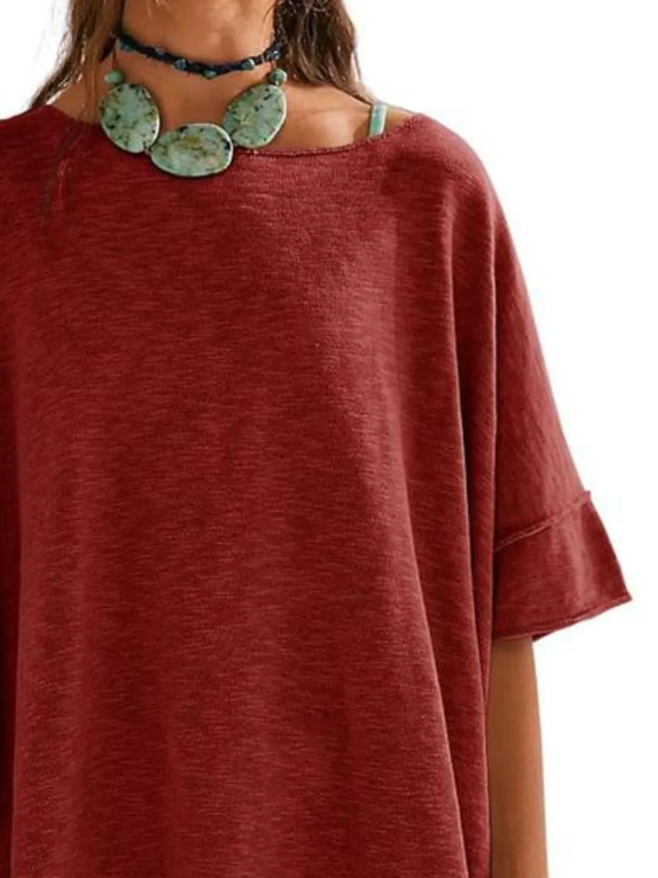 Oversized Round Neck Drop-Shoulder T-Shirt - Image 7