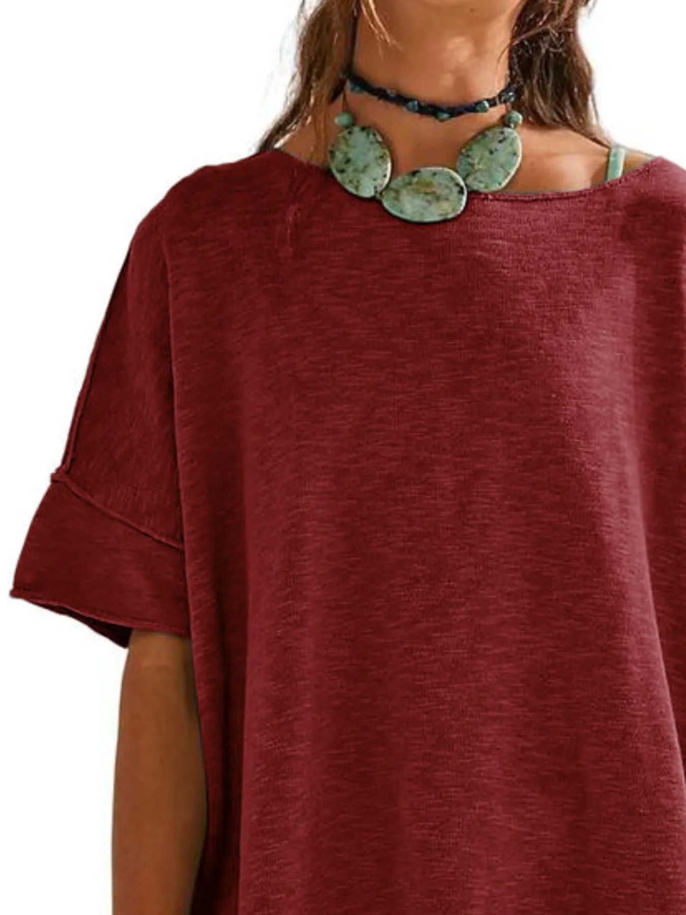 Oversized Round Neck Drop-Shoulder T-Shirt - Image 8