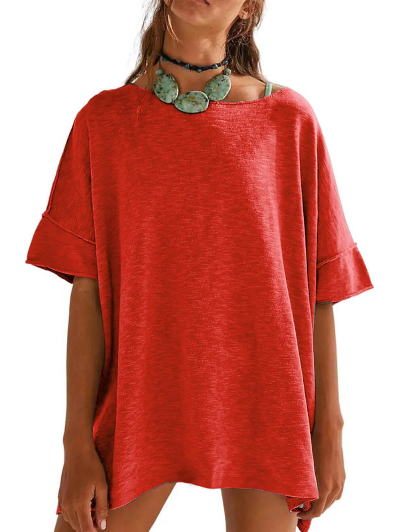 Oversized Round Neck Drop-Shoulder T-Shirt - Image 9