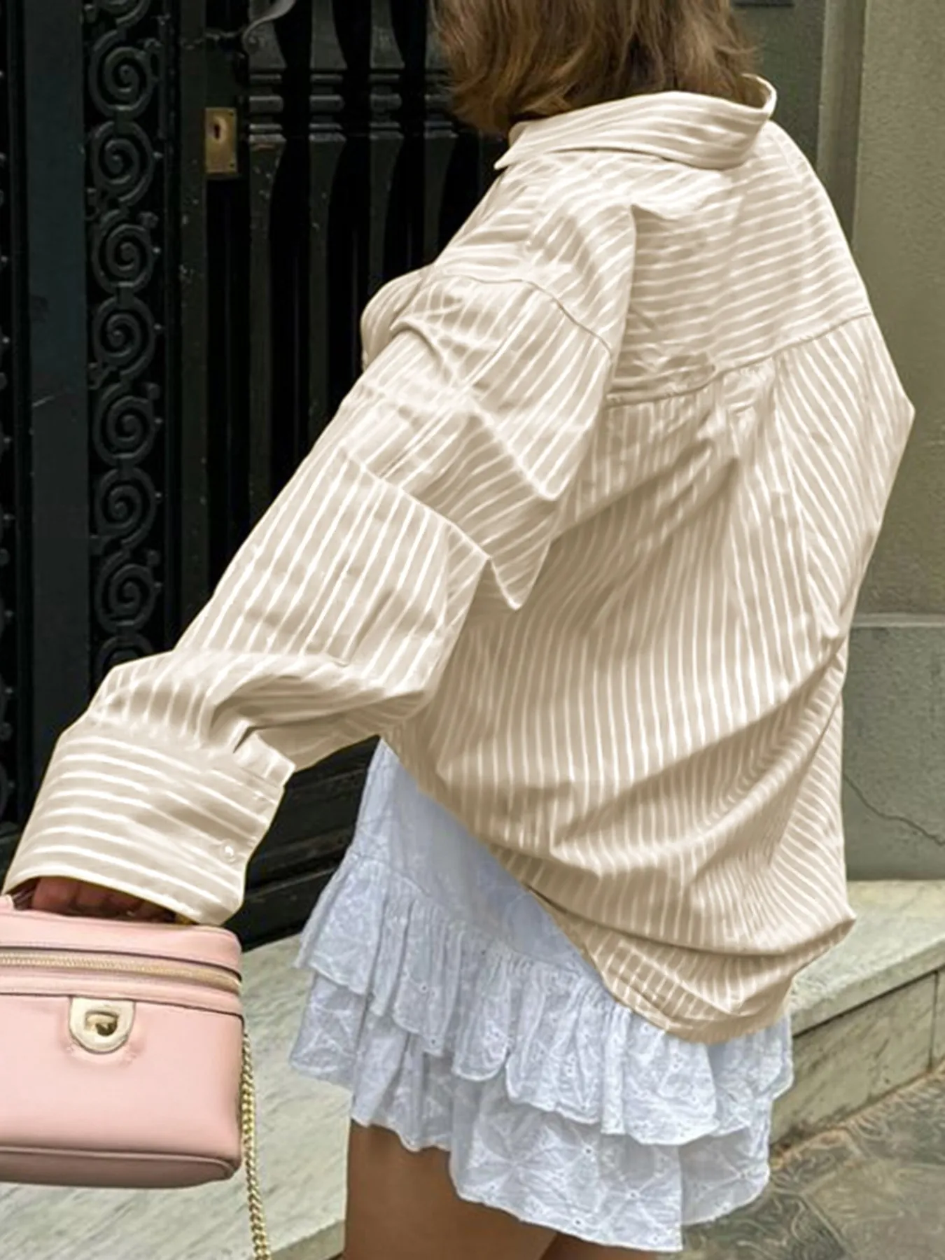 Oversized Striped Button-Down Shirt - Image 20