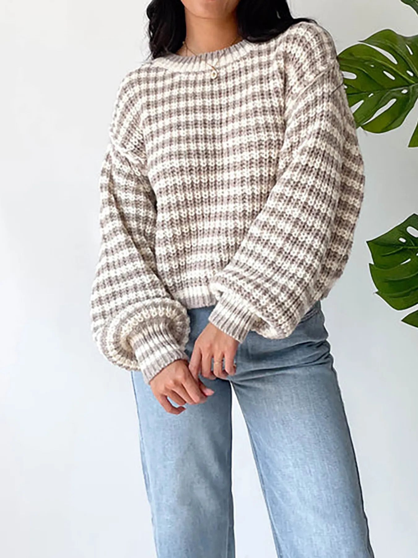 Oversized Striped Drop Shoulder Sweater - Image 13