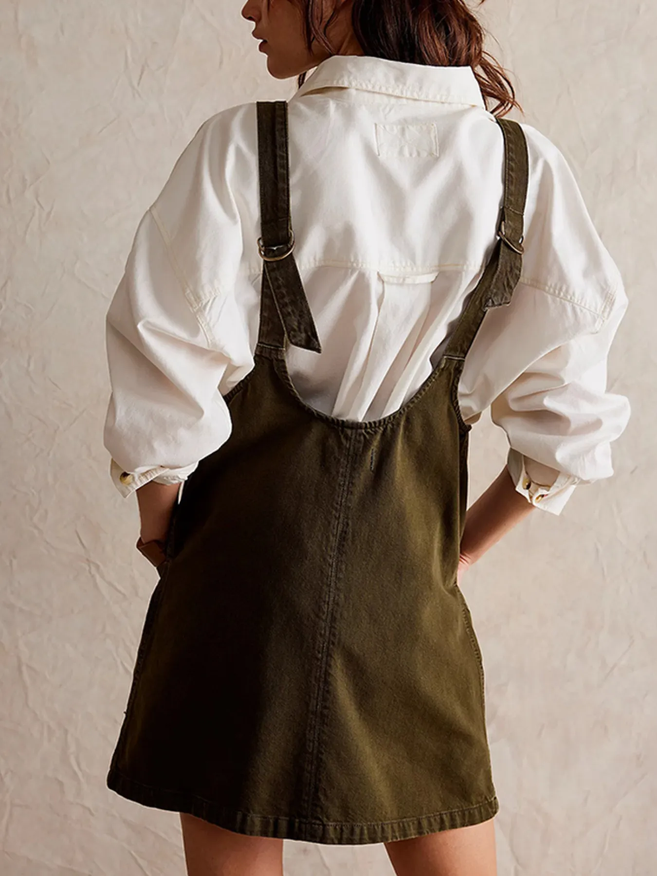 Oversized V-Neck Denim Tank Dress with Front Pockets - Image 9