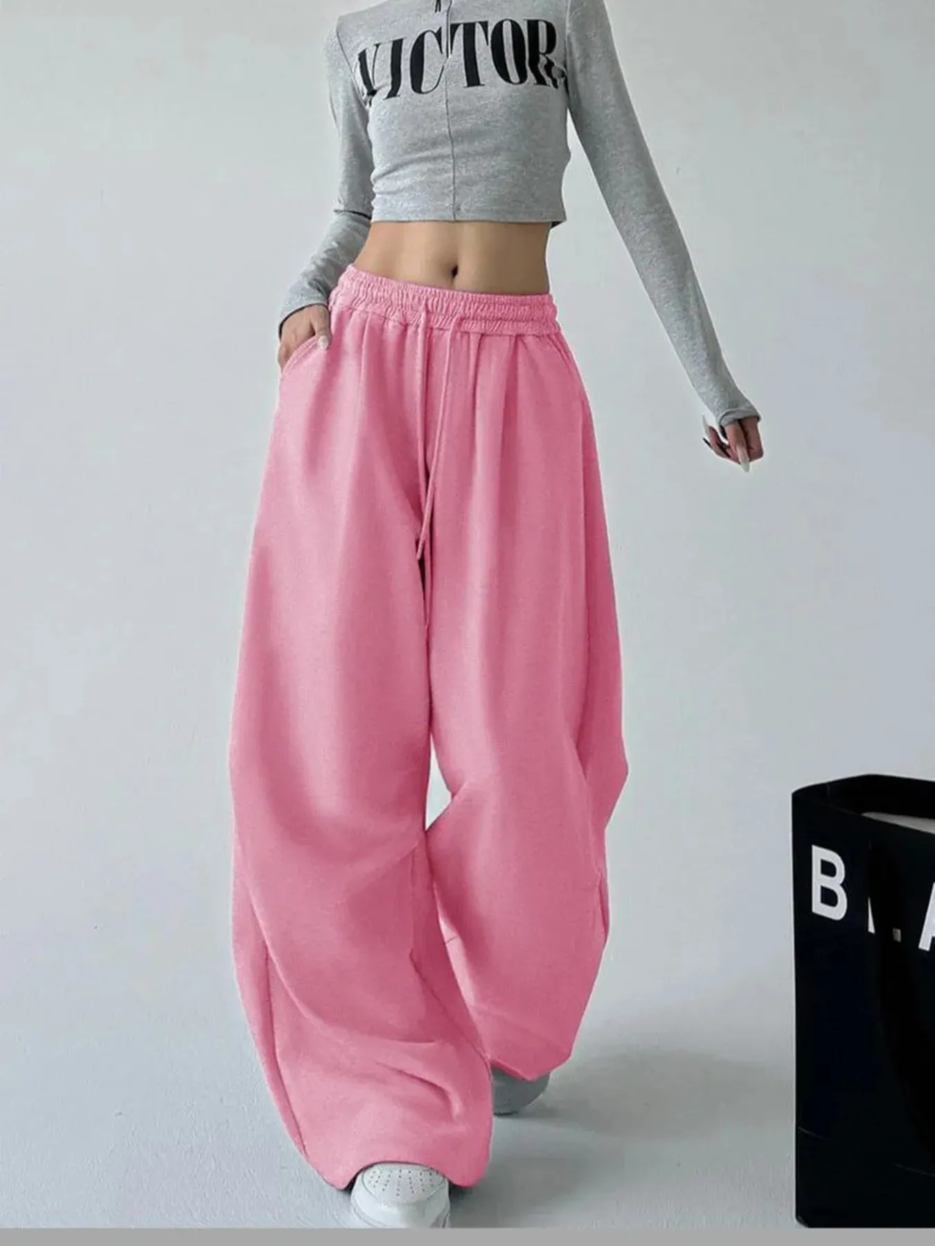 Oversized Wide Leg Drawstring Pants - Image 9