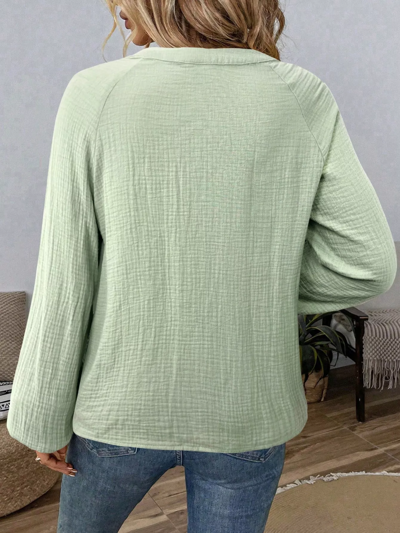 Paisley Notched Balloon Sleeve Blouse - Image 23