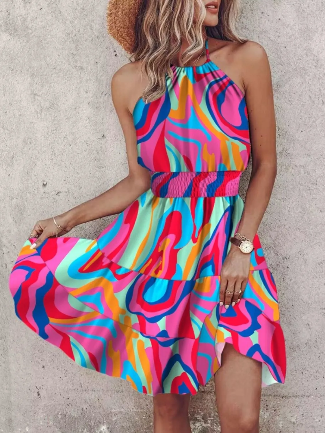 Paisley Print Halter Neck Mini Dress - Image 12