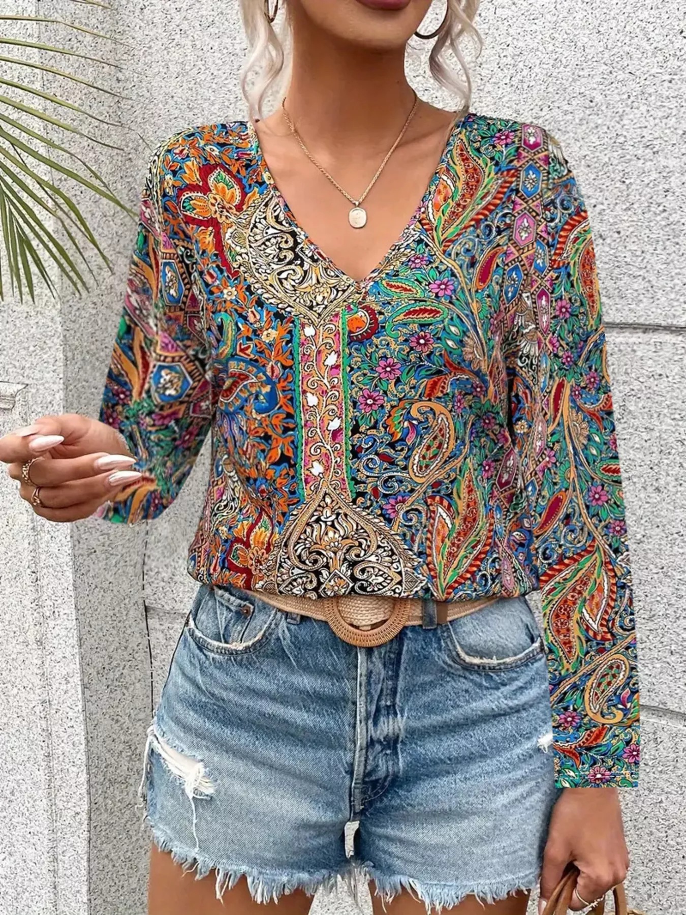 Paisley Print Long Sleeve Blouse - Image 5