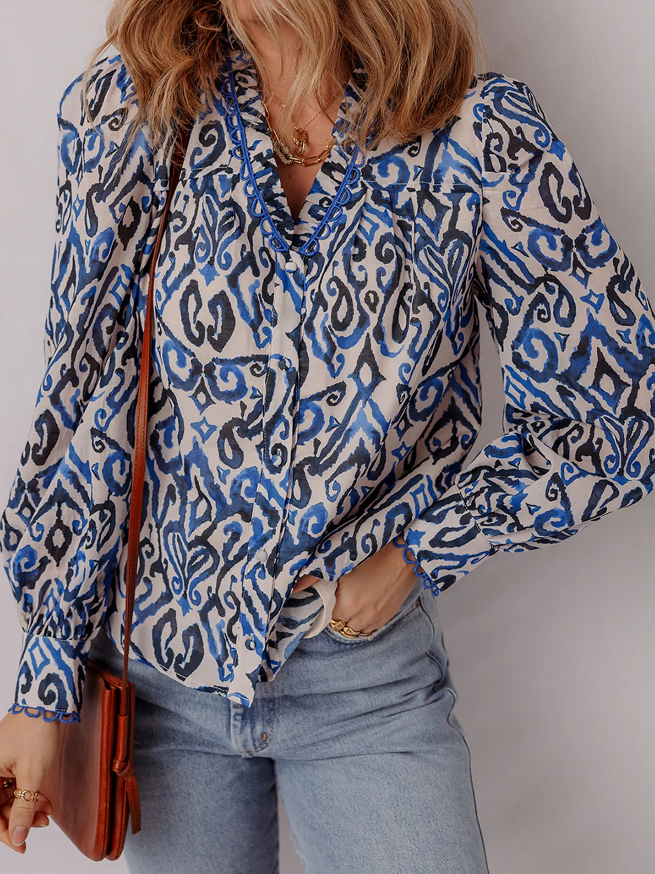 Paisley Print Long Sleeve Blouse - Image 3