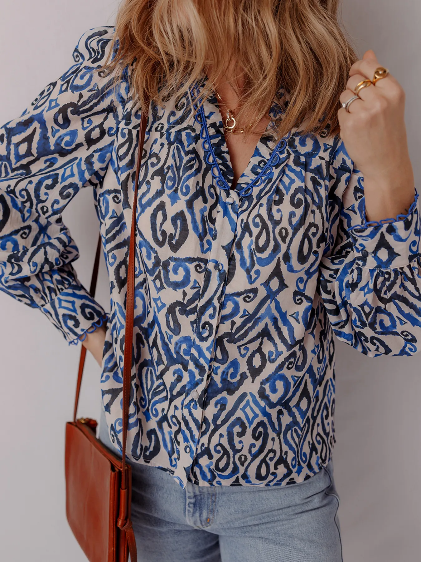 Paisley Print Long Sleeve Blouse - Image 6