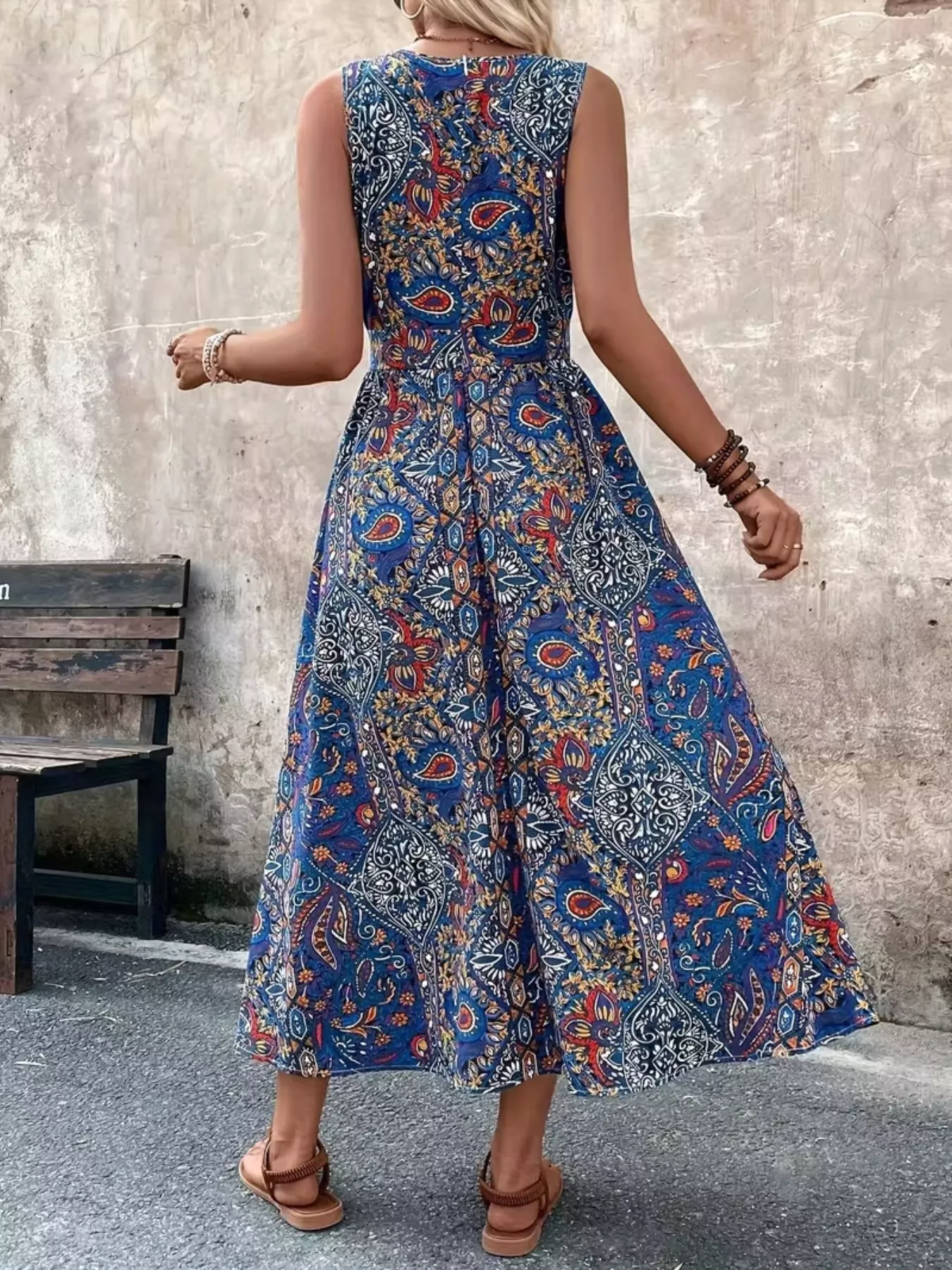 Paisley Print Sleeveless Romper - Image 11