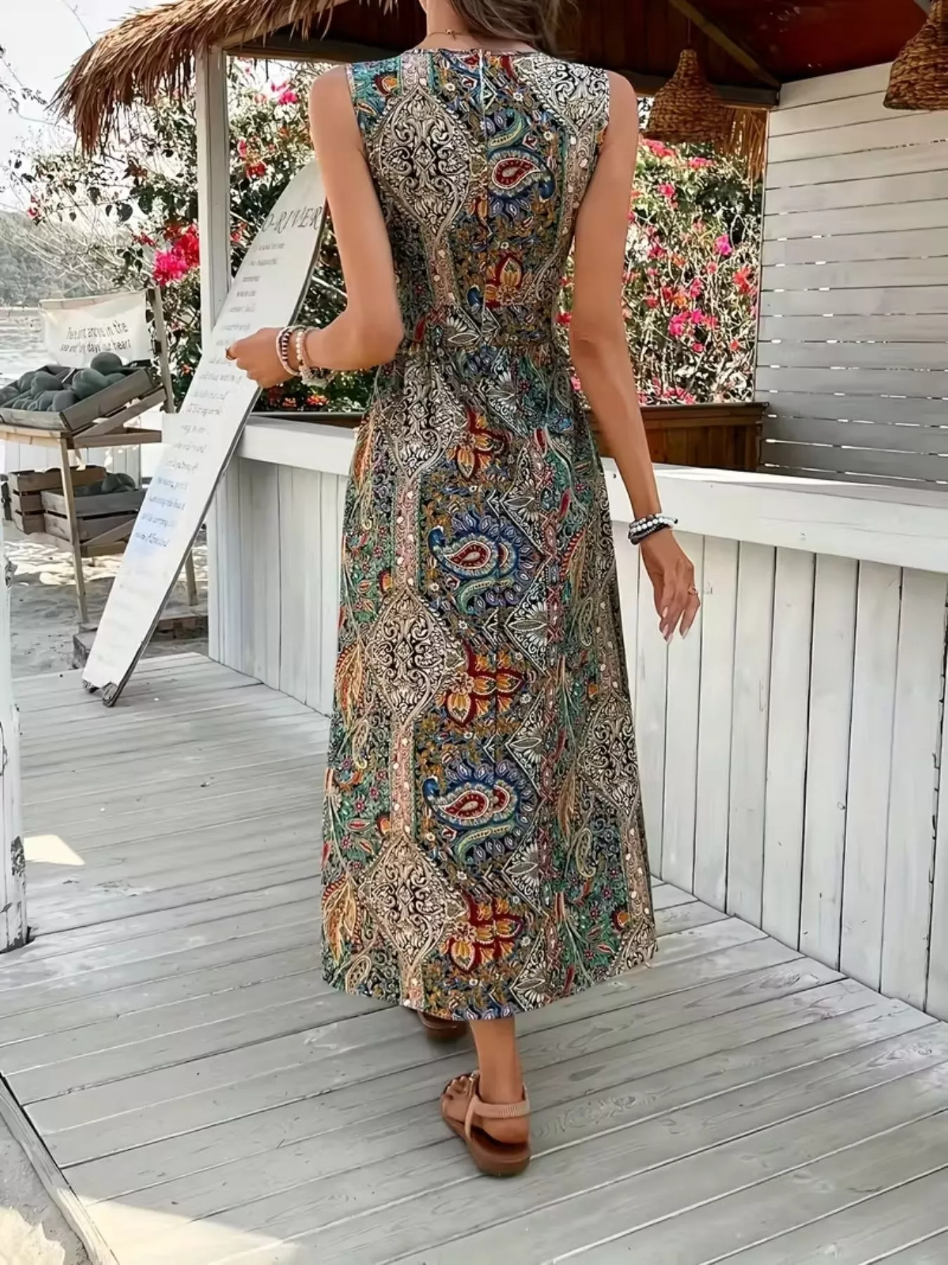 Paisley Print Sleeveless Romper - Image 16