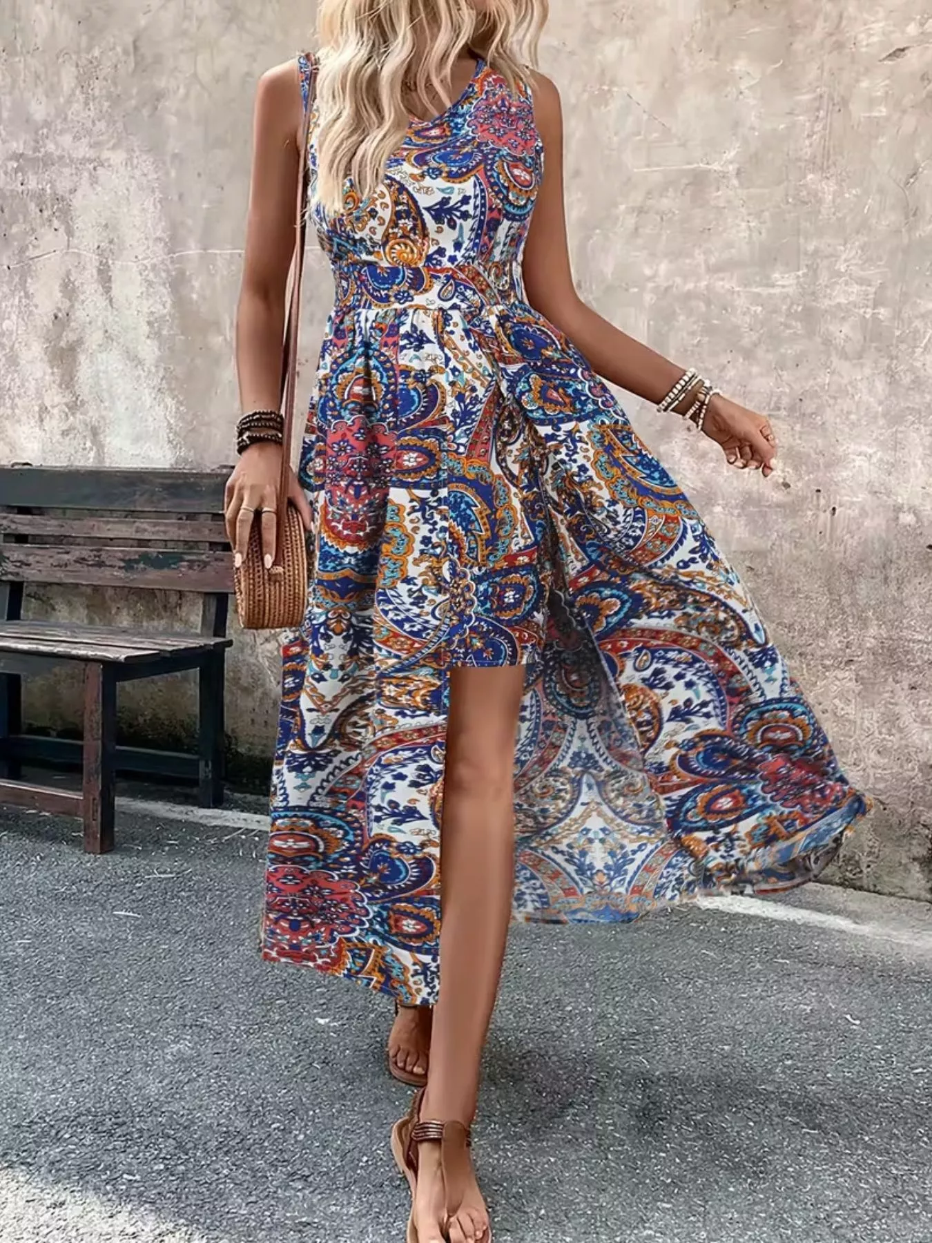 Paisley Print Sleeveless Romper - Image 17