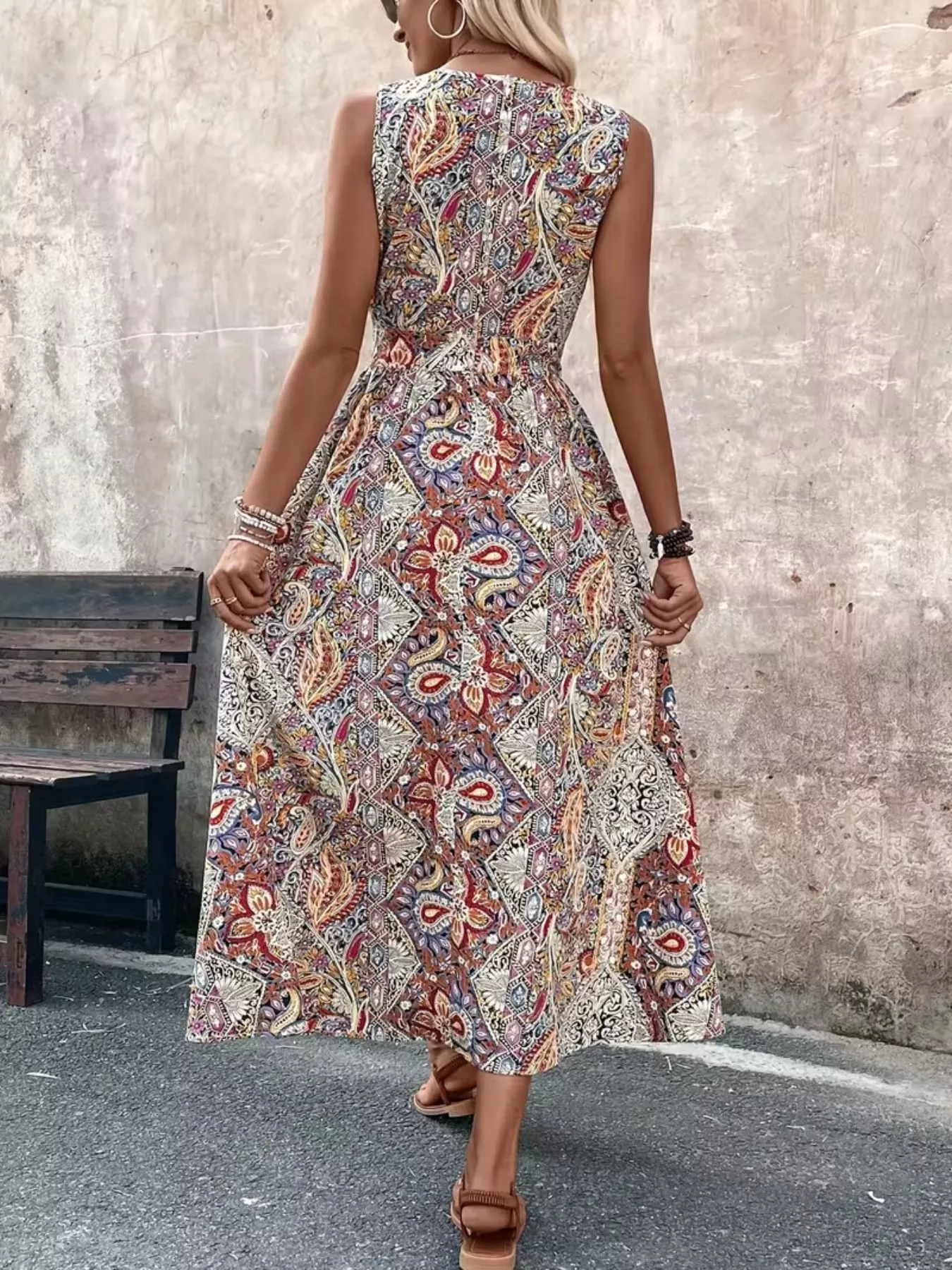 Paisley Print Sleeveless Romper - Image 5